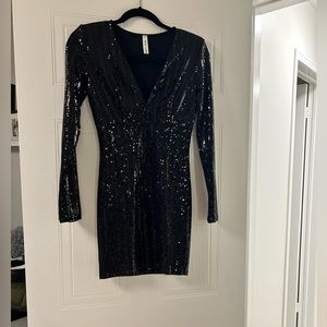 MINI V NECK SEQUIN DRESS